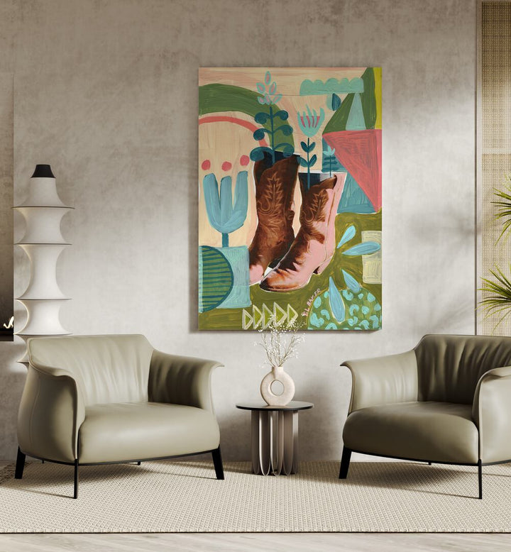 BLOOMING BOOTS , COWBOY & MODERN AMERICANA PAINTINGS