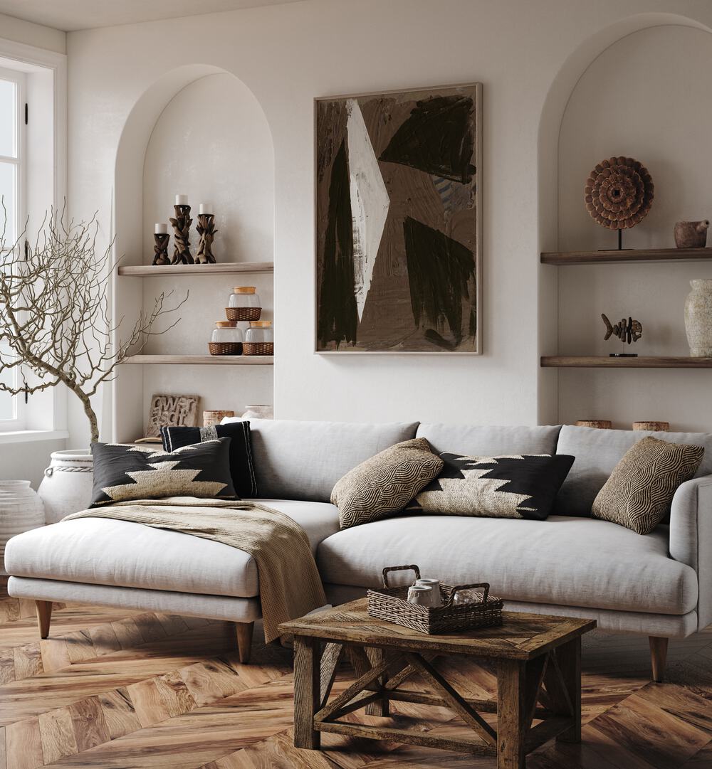 Stylish living room featuring ATTRACTION, ABSTRACT PAINTINGS that enhance the space's elegance and charm.