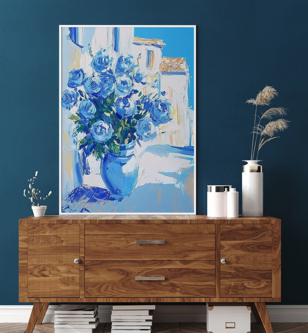 Stunning BLUE ROSES in a vibrant vase, perfect for adding enchantment to any floral collection.