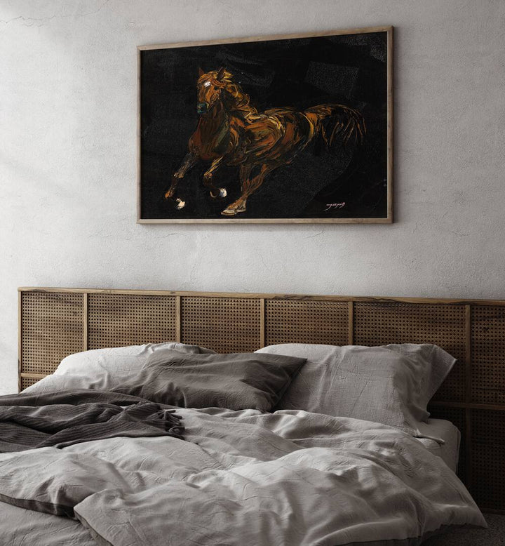 Elegant animal painting featuring a brown horse, perfect for home decor. A BROWN HORSE, ANIMAL PAINTINGS to enhance your space.