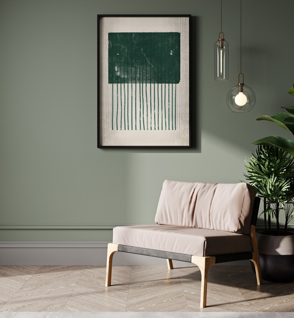 Stylish interior featuring EMERALD SQUARE JELLYFISH, GEOMETRIC ART PRINTS, perfect for nature-inspired decor.