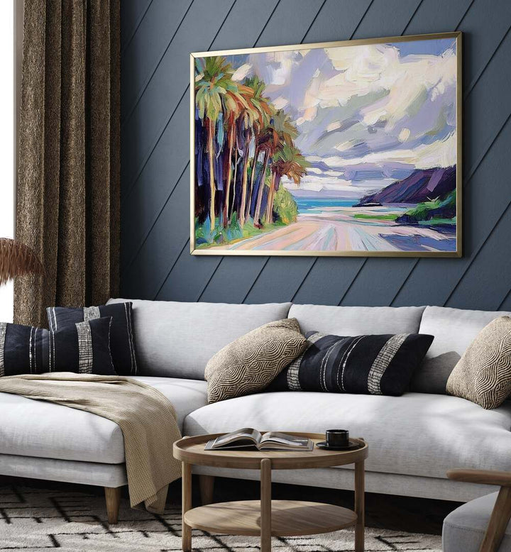 Colorful artwork depicting the ROAD TO THE BEACH, perfect for enhancing your seaside relaxation space.
