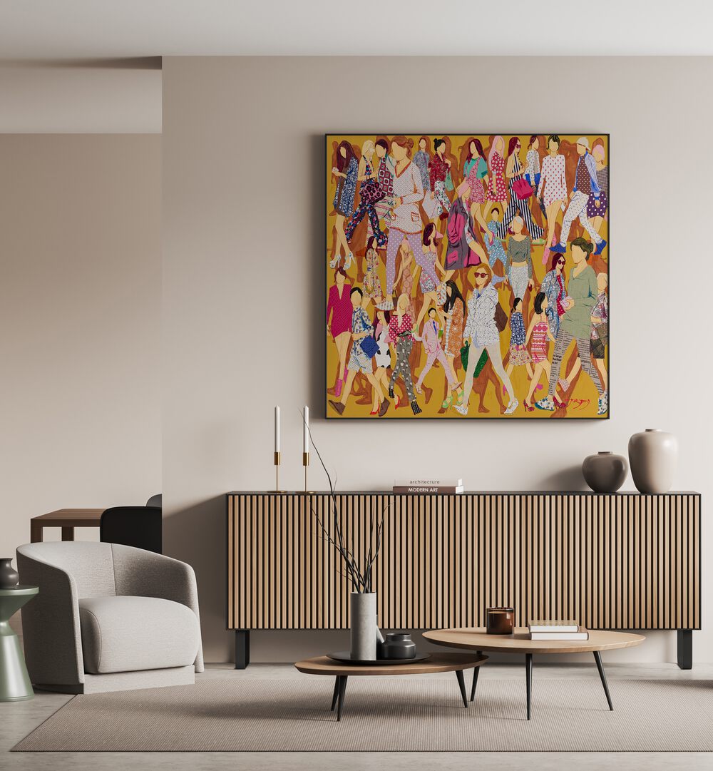 Colorful CITIZEN, FASHION POSTERS displayed in modern living room, perfect for stylish home decor inspiration.