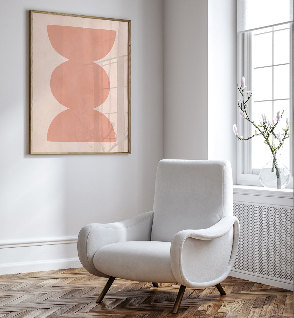 Stylish living room featuring TRIBAL SHAPES XII, GEOMETRIC ART PRINTS, blending modern design with tribal patterns.