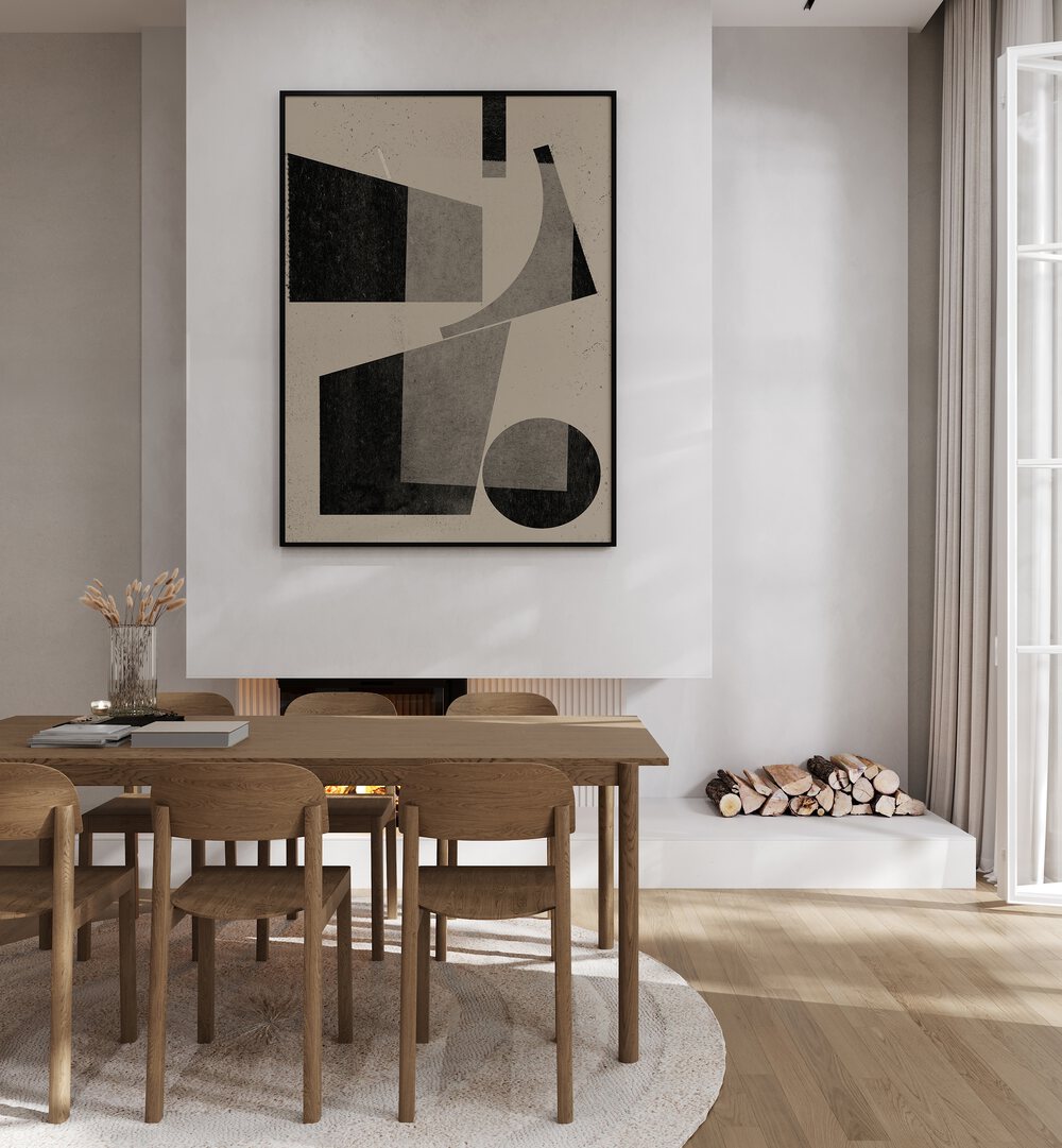Elegant living space featuring PAPER CUT NO.VII, GEOMETRIC ART PRINTS, enhancing modern decor with stylish designs.