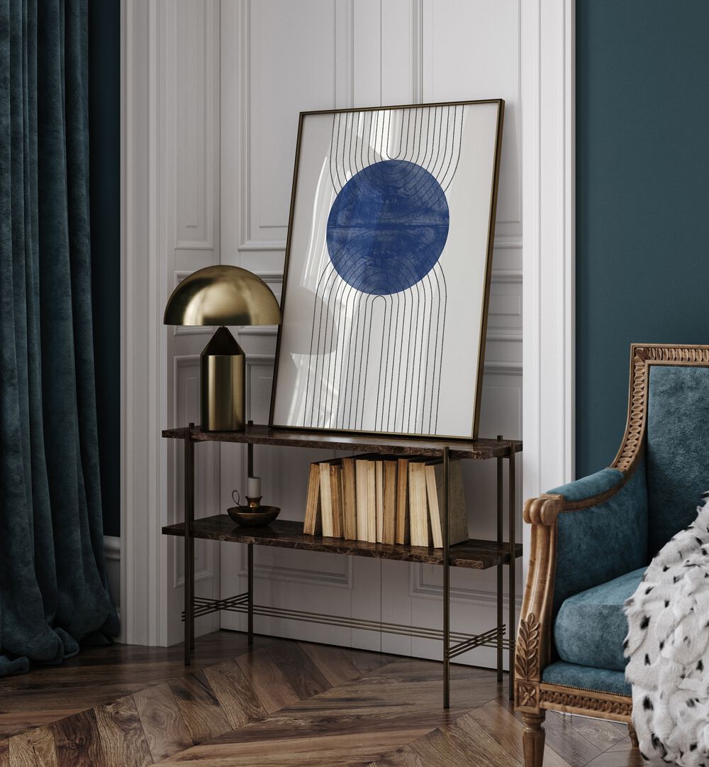 Elevate your decor with BLUE MOON NO I, ABSTRACT PAINTINGS, a captivating focal point for any room.