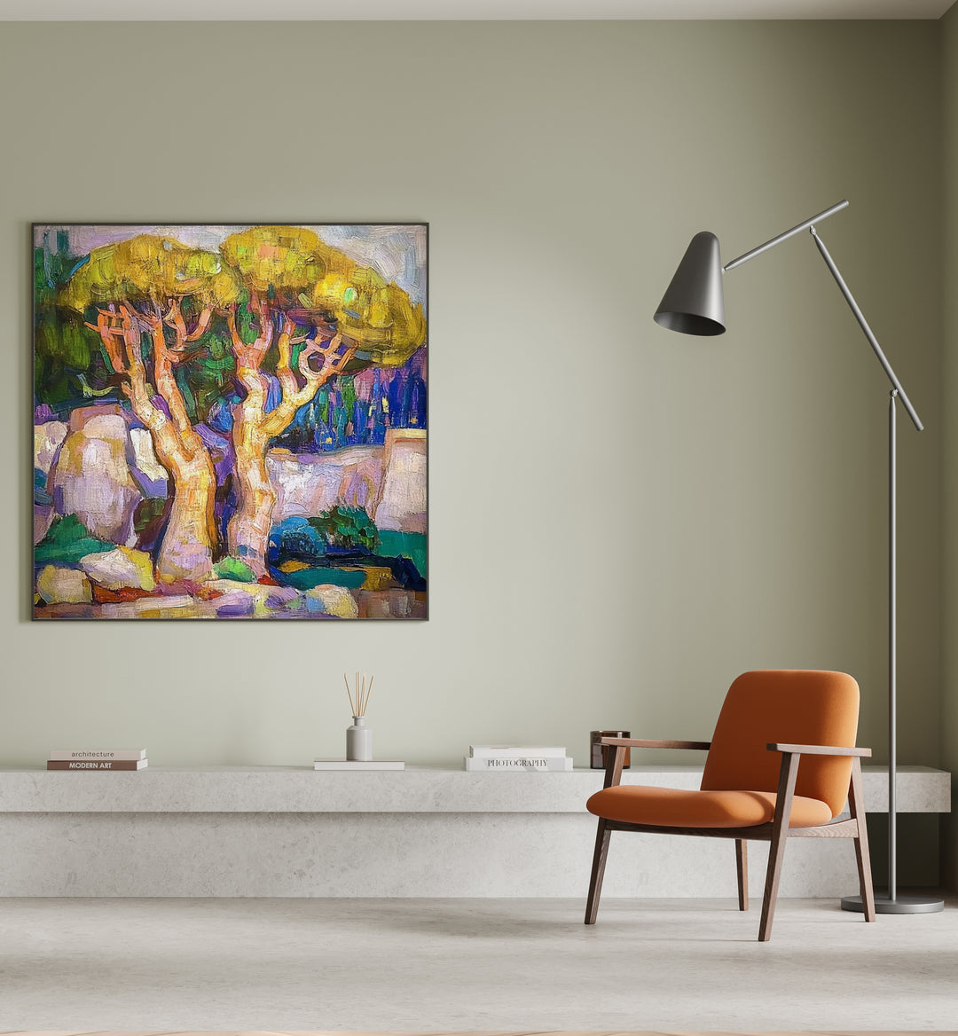 Stunning TREES BY THE SEA MALLORCA artwork enhances coastal elegance in your home décor. Perfect for serene vibes!