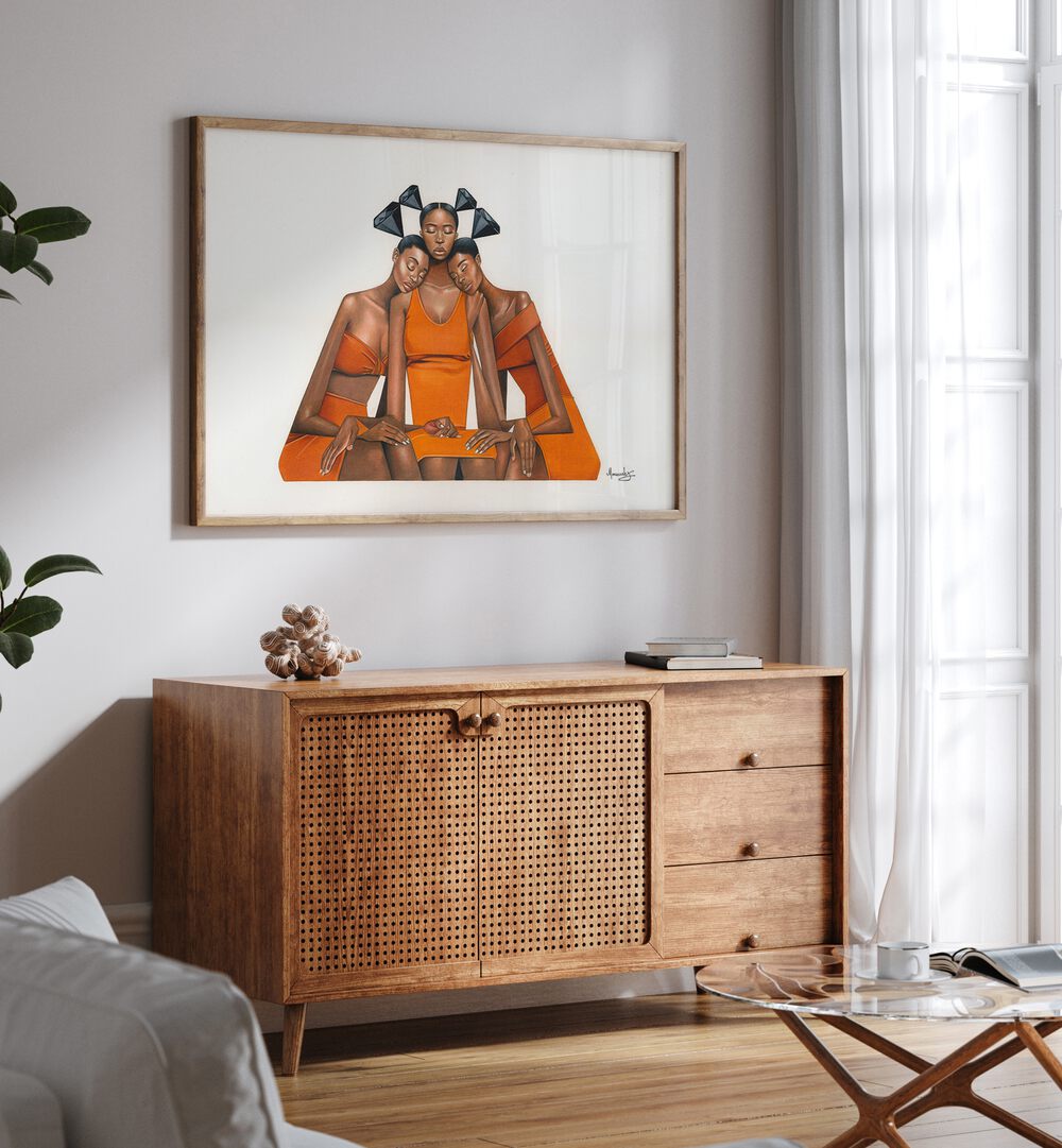 Elegant BLACKDIAMOND(SISTERHOOD) , AFRICAN ART PAINTINGS showcasing powerful sisterhood, perfect for modern decor.