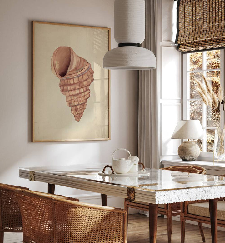 Elegant PINK SEASHELLS in a stunning BEACH PAINTING, perfect for adding coastal charm to your home decor.