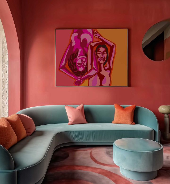 Vibrant MARIA A KARLA, PORTRAITS artwork enhances a stylish living space with artistic emotion and storytelling.
