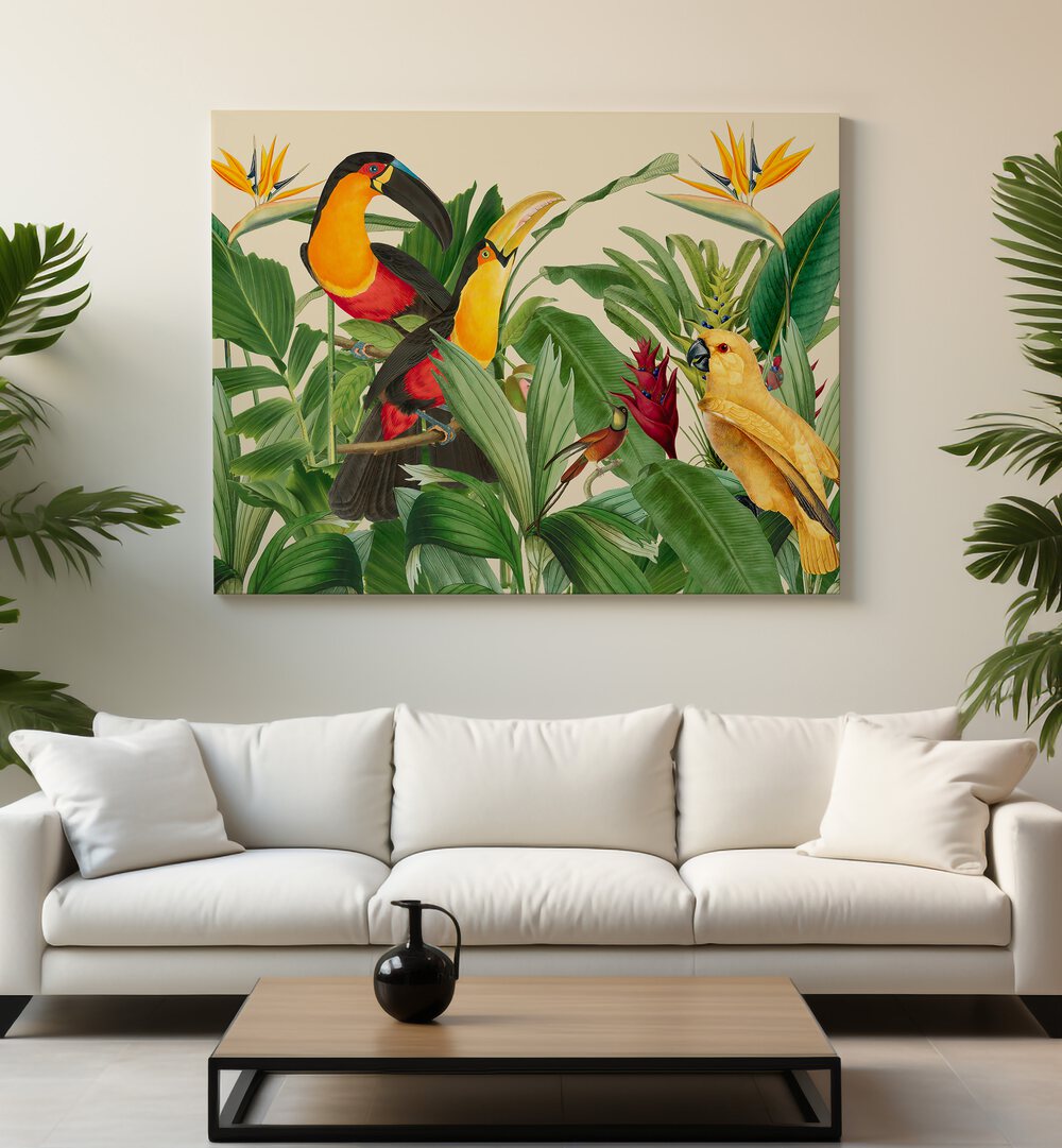 RAIN FOREST BIRD GARDEN , ANIMAL PAINTINGS