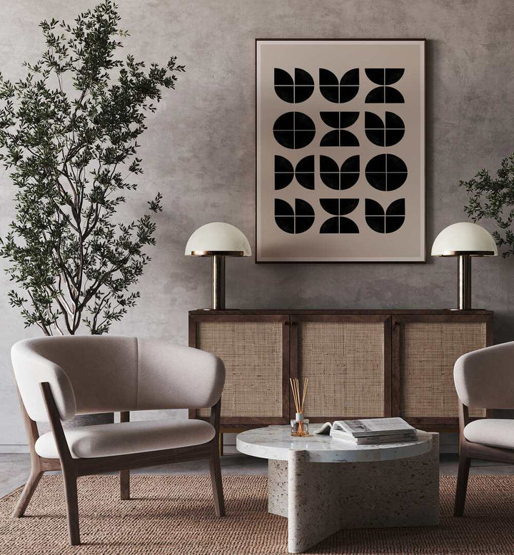 Stylish BLACK GEOMETRIC PATTERNS II art print by The Miuus Studio enhances modern decor with geometric art prints.