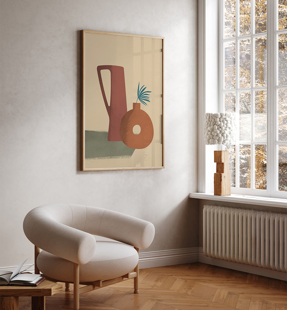 EARTH CLAY VASE , BOHO ART PAINTINGS