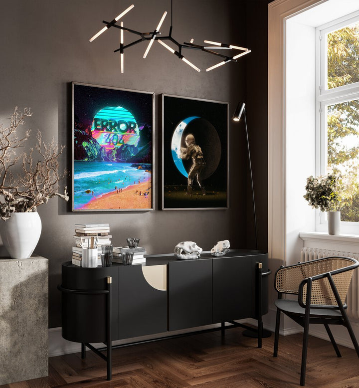 Elevate your decor with the 404 TO THE MOON, SET OF 2 PAINTINGS, showcasing stunning cosmic abstract art.