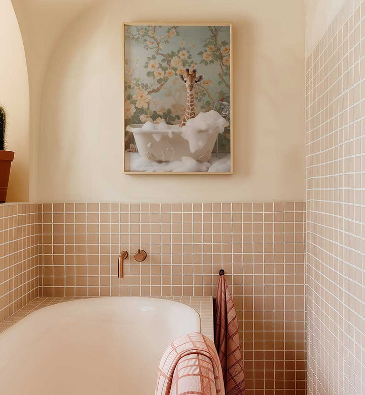 GIRAFFE BLOSSOM BATH , BATHROOM ART PRINTS