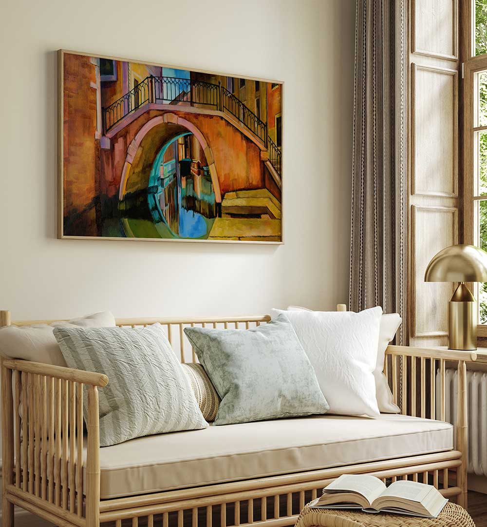 VENETIAN BRIDGE , LANDSCAPE PAINTINGS
