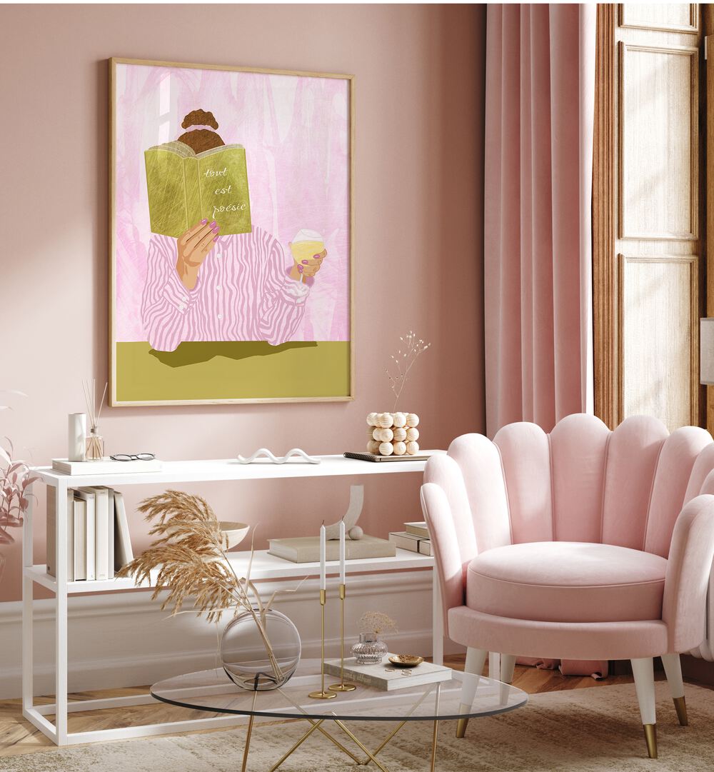 Stylish interior featuring TOUT EST POESIE, FASHION POSTERS, enhancing modern decor with artistic elegance.