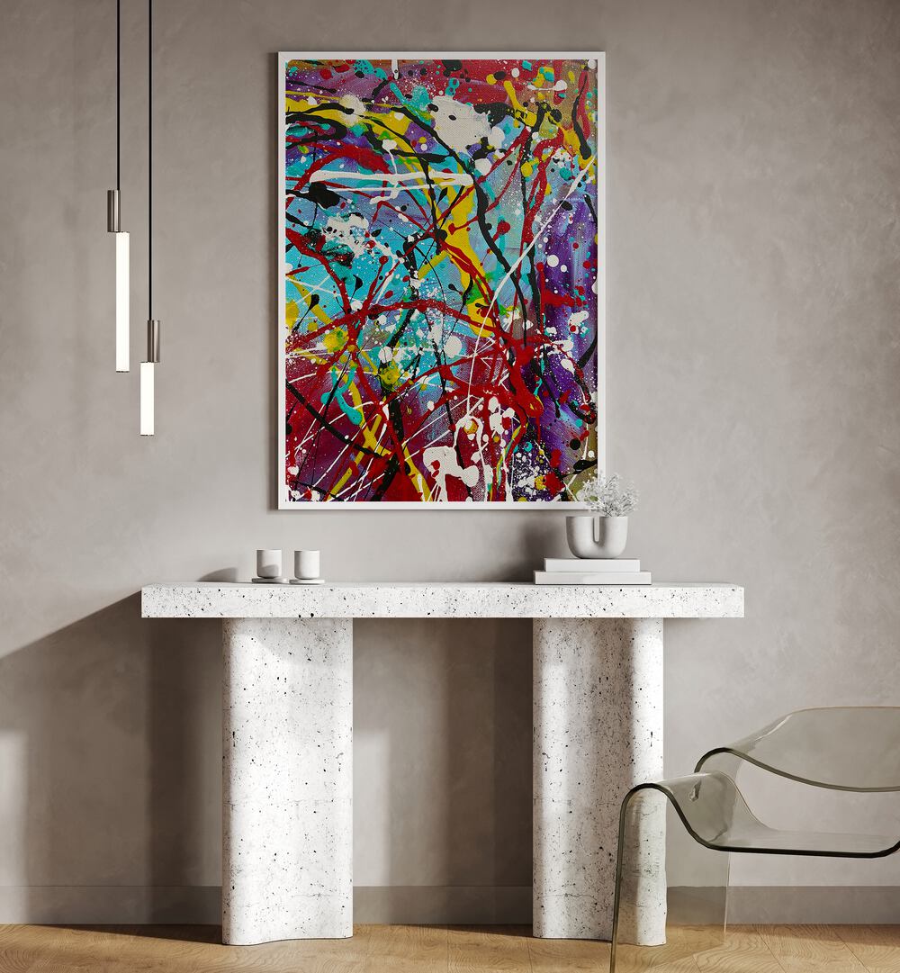 Bright and colorful JELLY BEAN I, ABSTRACT PAINTINGS, adding modern elegance to any space, perfect for vibrant decor.