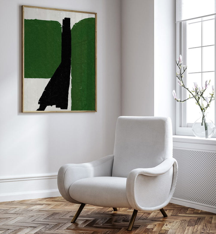 Green Black Oil Abstract Paintings from The Miuus Studio, blending rich green and deep black tones for modern decor.