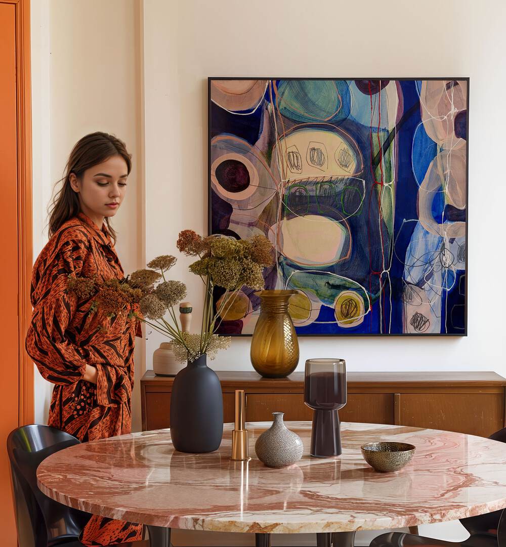 Vibrant LITTLE MONSTERS I, ABSTRACT PAINTINGS enriches modern spaces with its expressive colors and dynamic style.