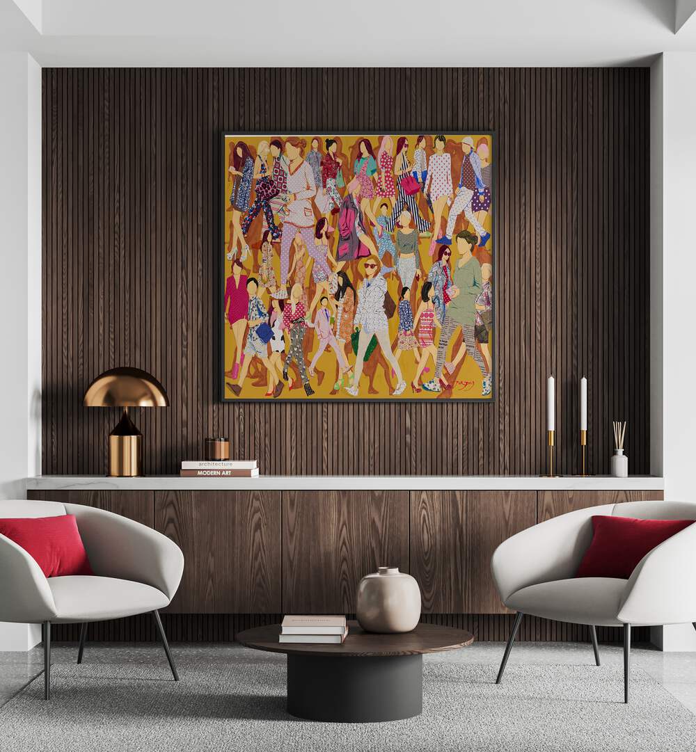 Vibrant CITIZEN, FASHION POSTERS showcase stylish figures in a modern interior setting. Perfect for fashion lovers.