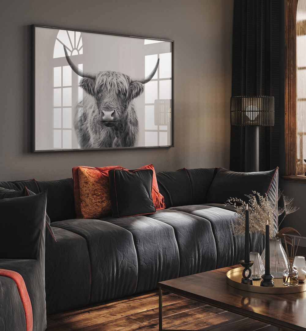Stunning HIGHLAND BULL, ANIMAL PAINTINGS enhance your decor with strength and charm, perfect for nature lovers.