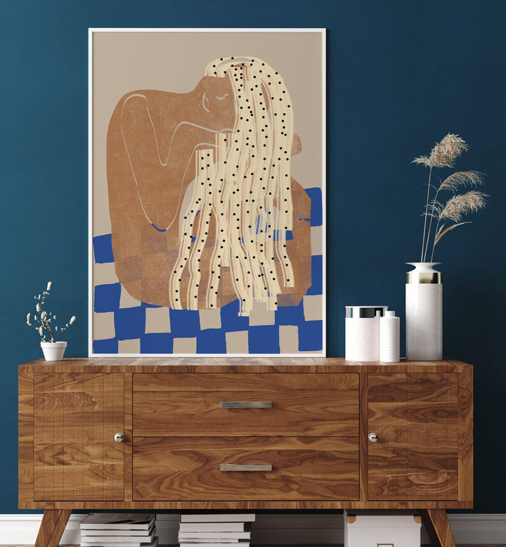 Captivating MOODY GIRL, PORTRAITS art piece featuring an abstract figure, adding emotional depth to your space.