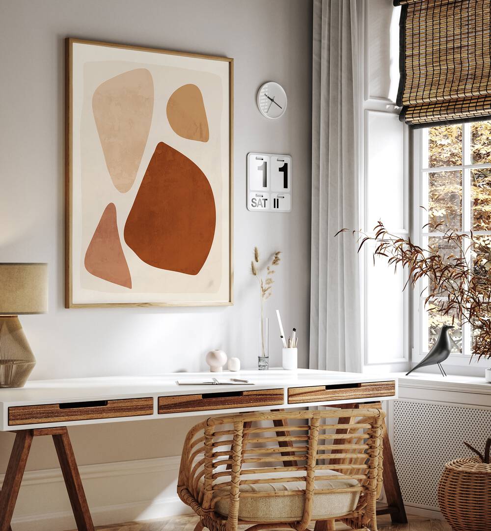 Stylish room featuring ABSTRACT SHAPES IX, GEOMETRIC ART PRINTS, enhancing modern decor with geometric elegance.