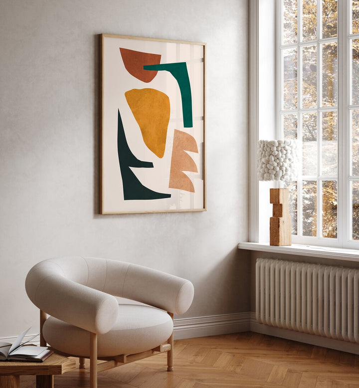 Stylish room featuring EXPRESSIVE VI, GEOMETRIC ART PRINTS, enhancing creativity with vibrant shapes and colors.