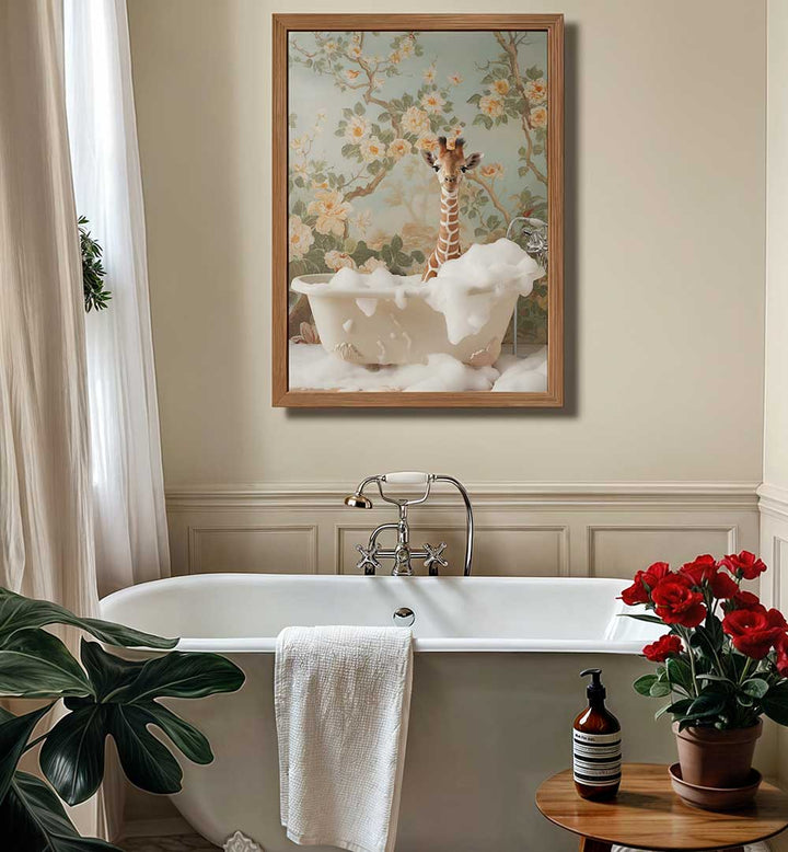 GIRAFFE BLOSSOM BATH , BATHROOM ART PRINTS