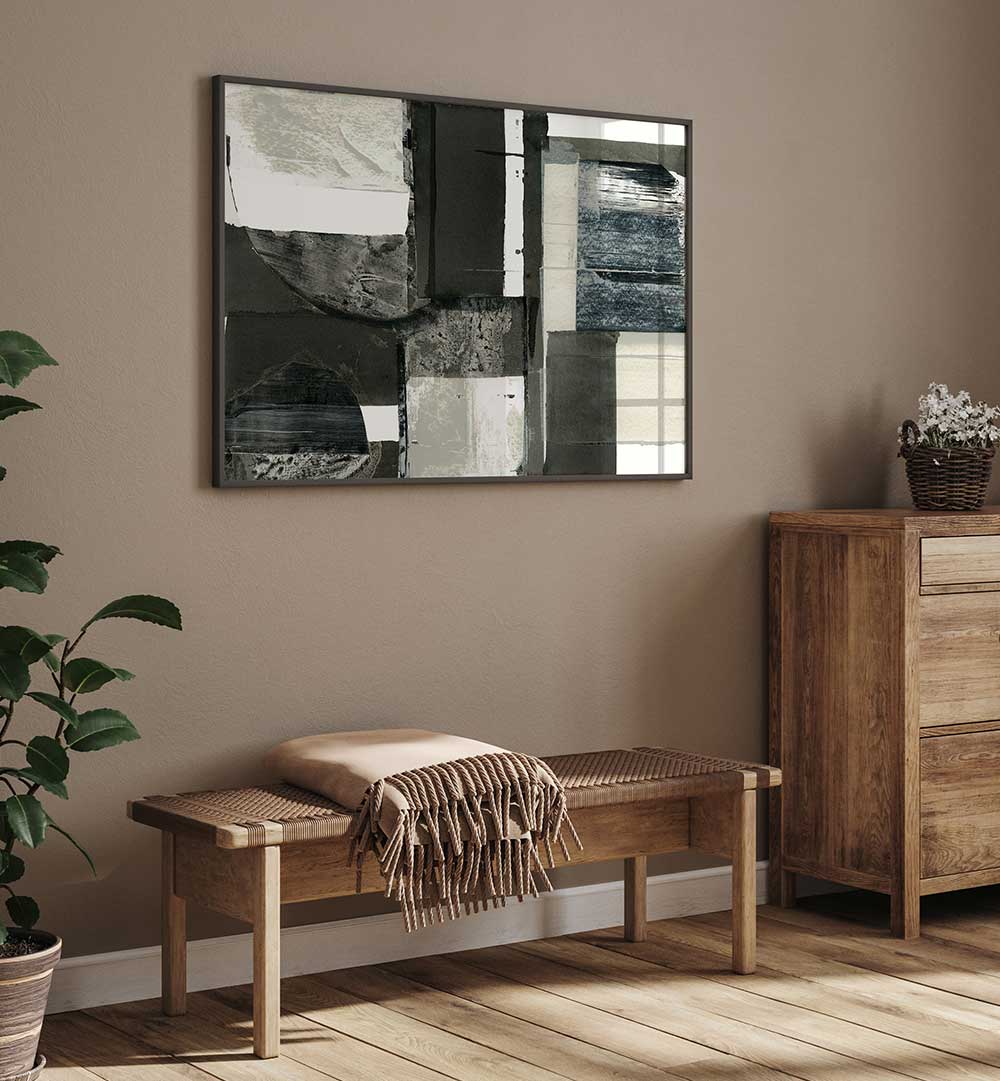 Enhance your decor with MONOCHROME SHAPES LIGHT I, ABSTRACT PAINTINGS, showcasing modern artistry and sophistication.