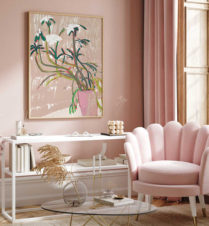FLORAL  IN A PINK VASE , FLORAL FLOWER PAINTINGS