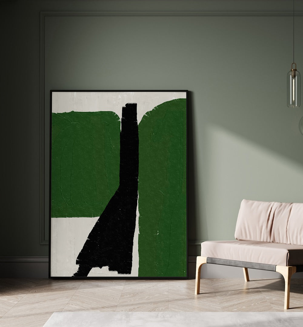 Elegant Green Black Oil Abstract Paintings from The Miuus Studio enhance any space with rich, modern hues.