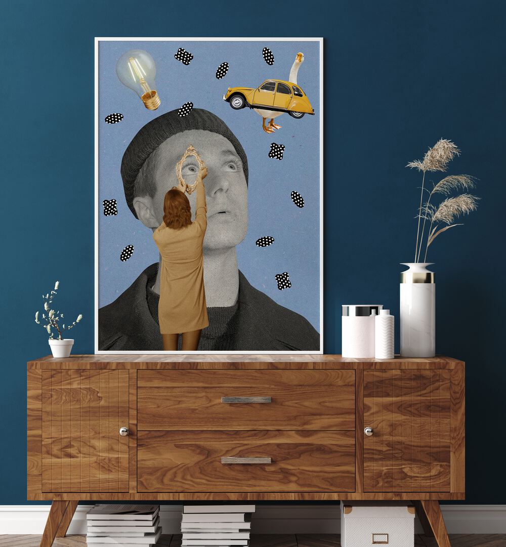Surreal art print "PEOPLE IV" showcases unique design, perfect for modern decor enthusiasts.