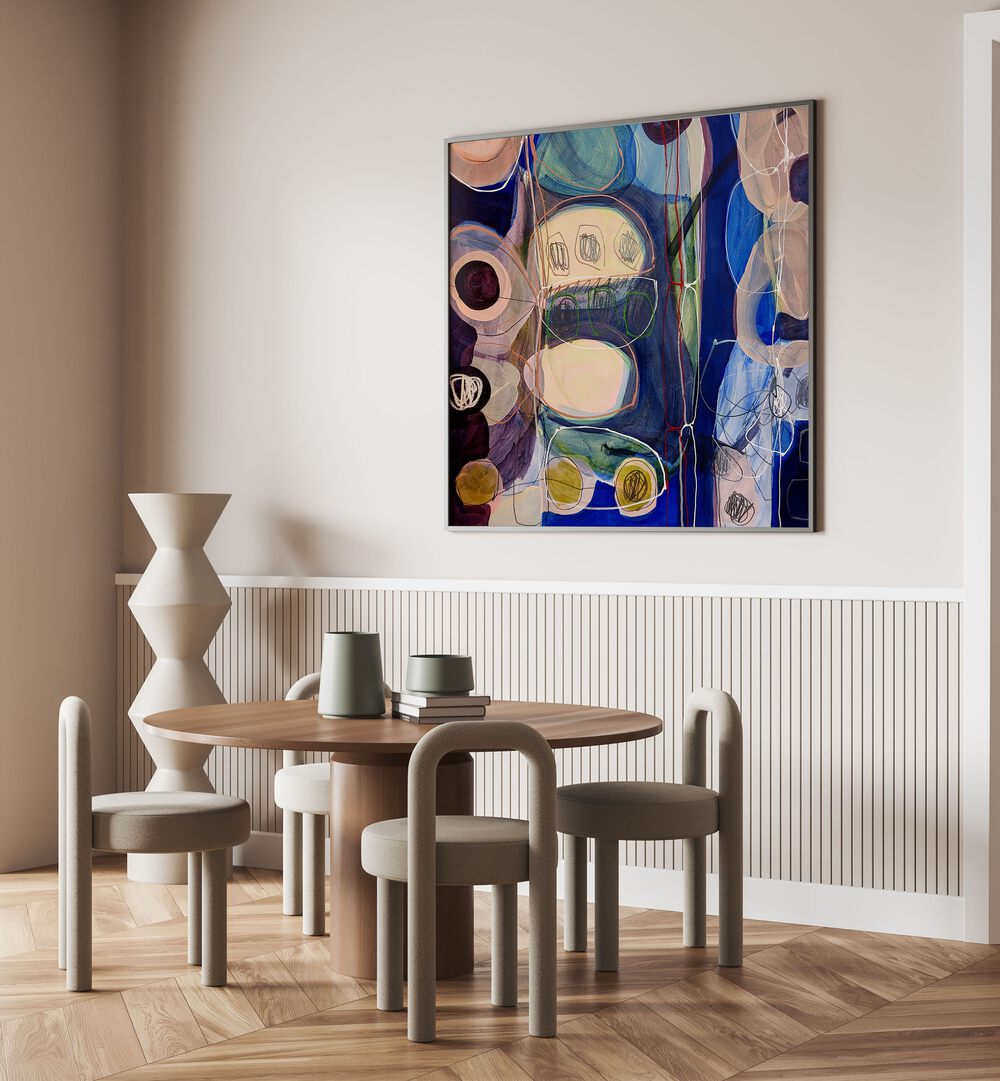 Vibrant LITTLE MONSTERS I, ABSTRACT PAINTINGS, enhances modern spaces with its expressive colors and fluid design.