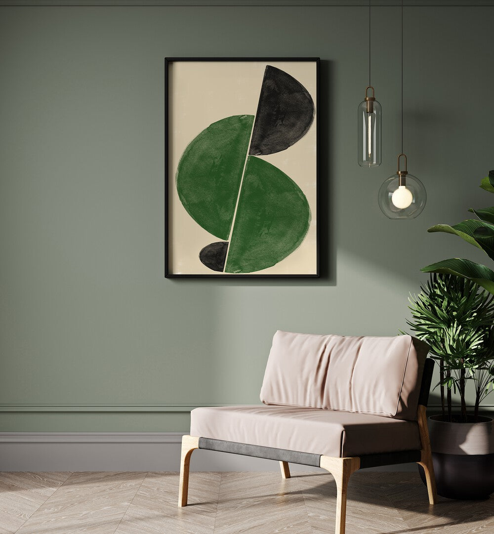 Explore INTERACTION BALANCE NO.4, ABSTRACT PAINTINGS, showcasing vibrant shapes and colors in a modern setting.
