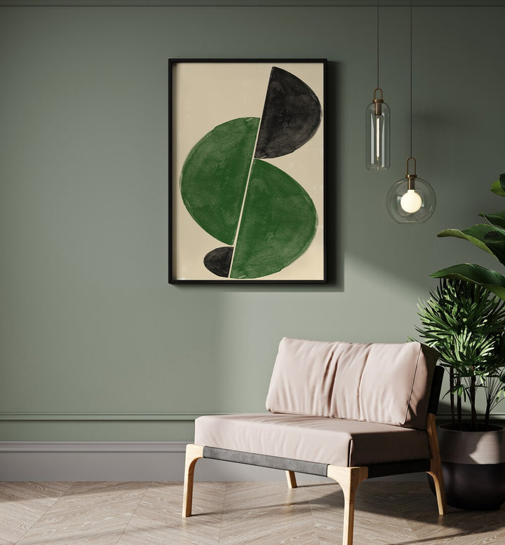 Explore INTERACTION BALANCE NO.4, ABSTRACT PAINTINGS, showcasing vibrant shapes and colors in a modern setting.