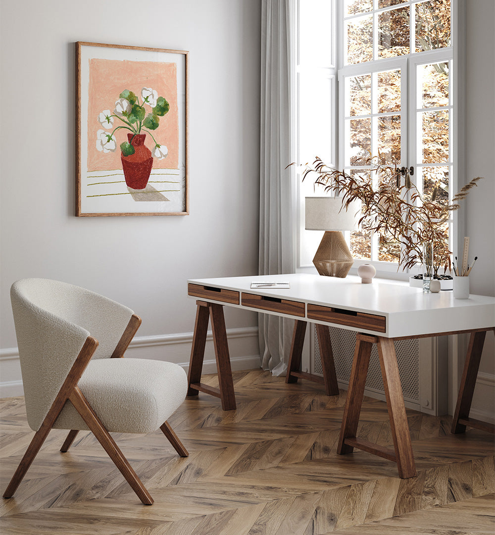 CLAY VASE I , FLORAL FLOWER PAINTINGS