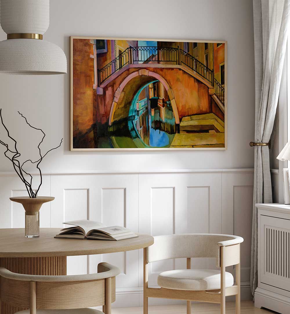 VENETIAN BRIDGE , LANDSCAPE PAINTINGS