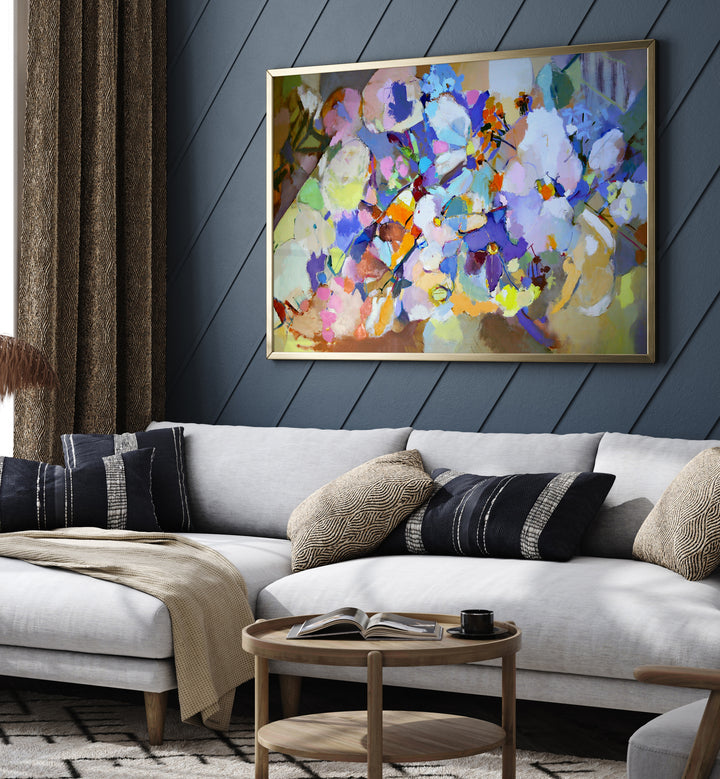 Vibrant SUMMER FLOWERS, ABSTRACT PAINTINGS enrich home decor with blooming floral beauty and summer essence.
