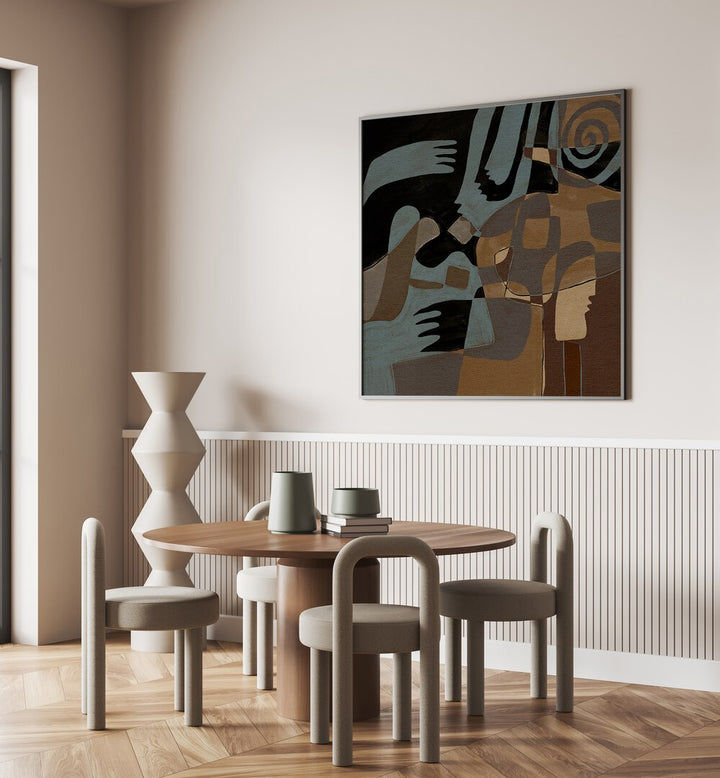 Stylish interior featuring ESSENCE IV, ABSTRACT PAINTINGS, enhancing modern decor with artistic flair.