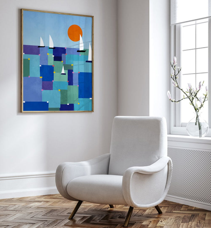 Bright and colorful RADIANT OCEAN VOYAGE, BEACH PAINTINGS enhance serene home decor with oceanic vibes.