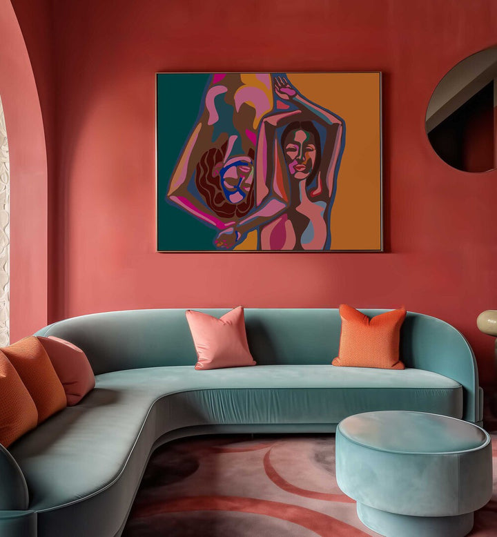 Vibrant artwork from MARIA A KARLA II, PORTRAITS enhances modern decor with captivating figures and colors.