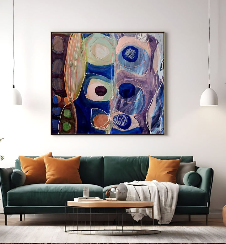 Bold and colorful LITTLE MONSTERS II, ABSTRACT PAINTINGS enhance modern home decor with striking brush strokes.