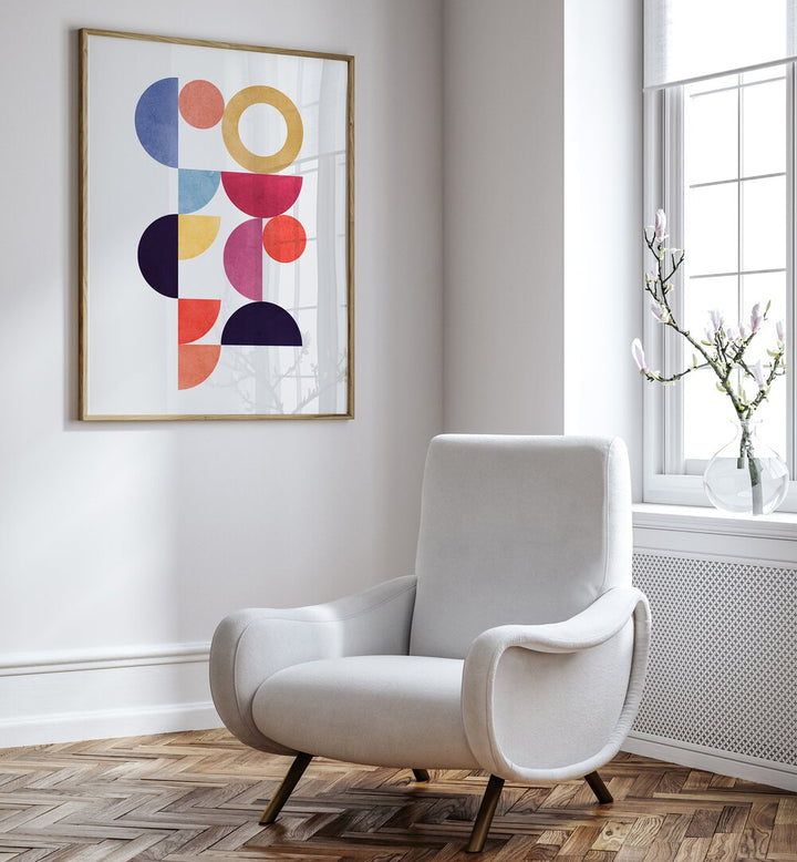CIRCLES IN HARMONY VII, GEOMETRIC ART PRINTS enhance your space with vibrant shapes for a holistic experience.