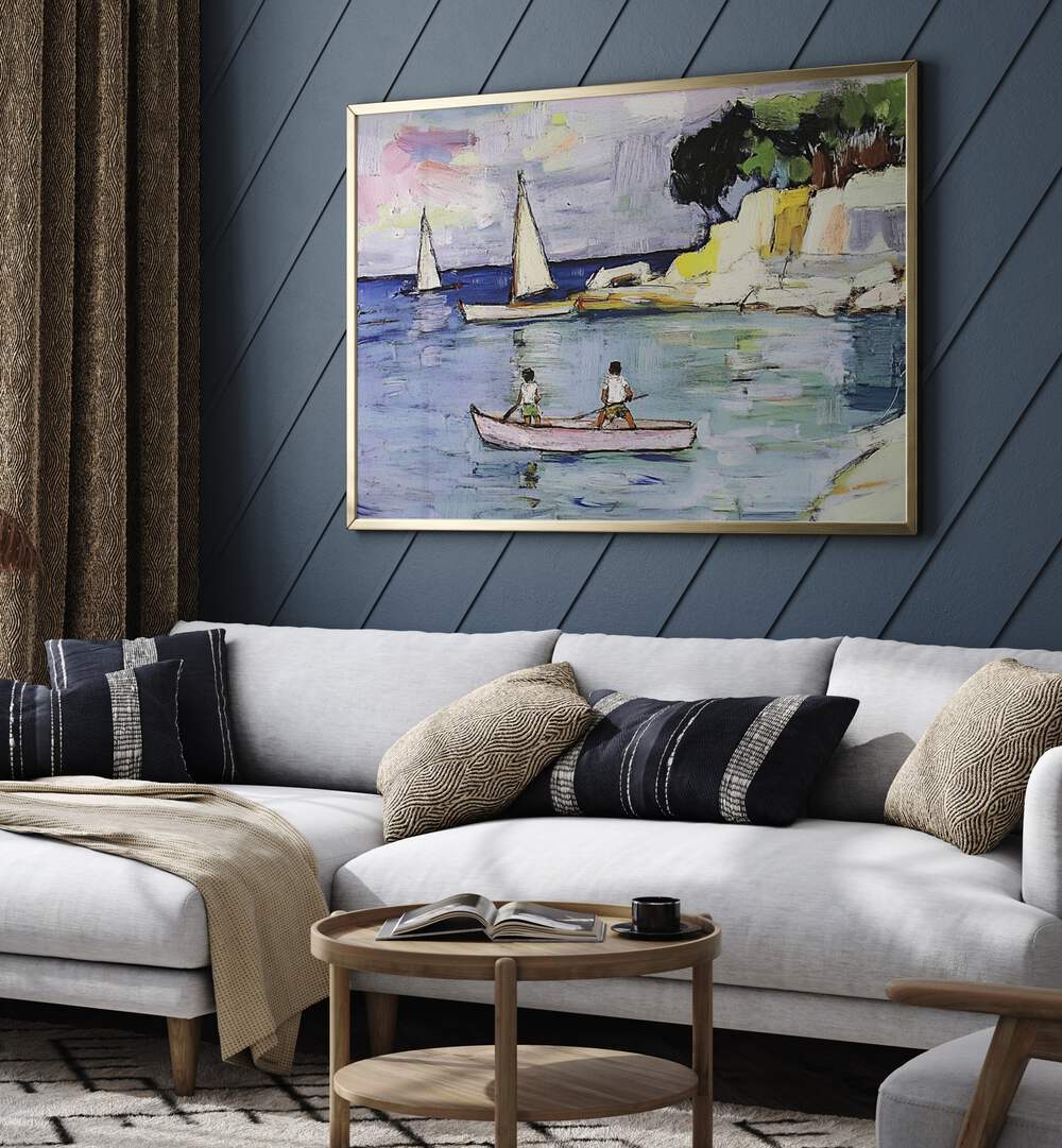 Enjoy a serene scene featuring SAILBOATS on the water, perfect for sailing enthusiasts and art lovers alike.