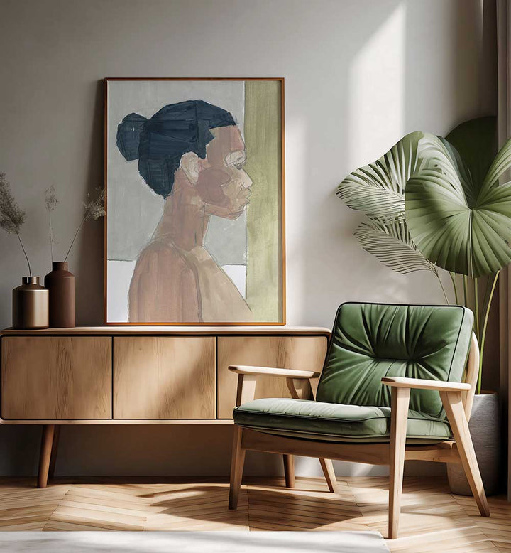 FEMALE PORTRAIT III, PORTRAITS showcases a stunning profile illustration that embodies feminine beauty and emotion.