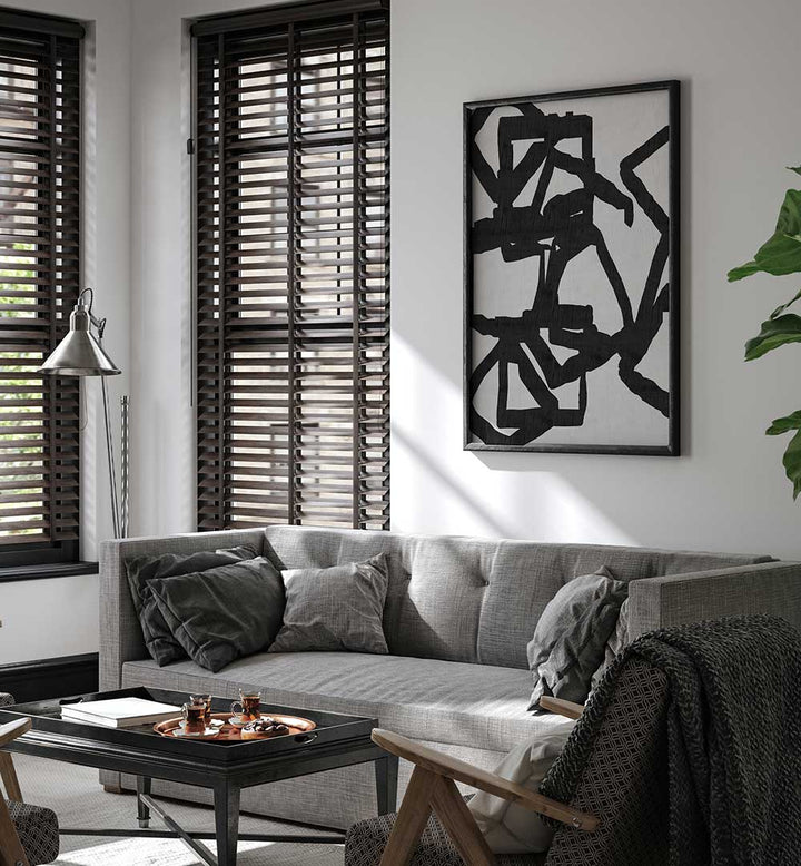 Stylishly enhance your space with NOIR AND INKY 1, PATTERN ART PRINTS, featuring bold abstract designs.