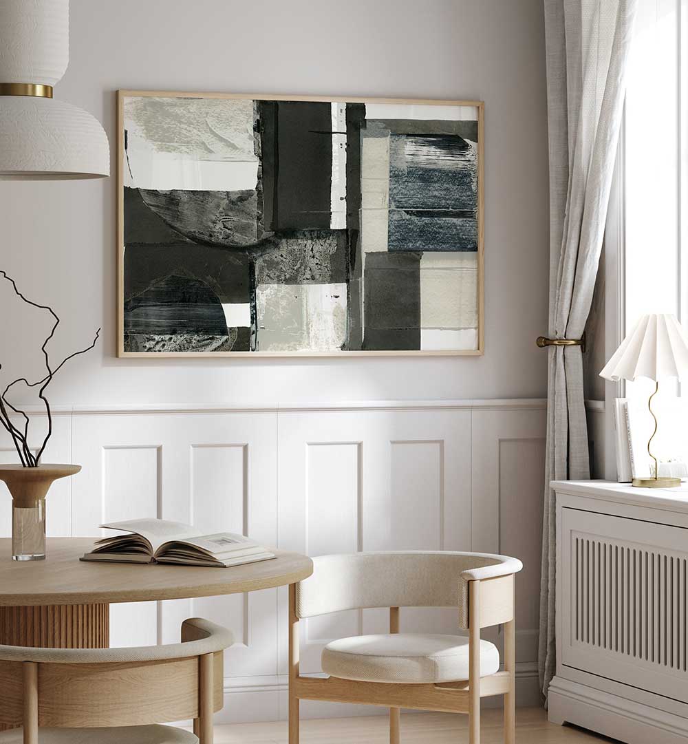 Elevate your decor with MONOCHROME SHAPES LIGHT I, ABSTRACT PAINTINGS, showcasing modern artistry and sophistication.