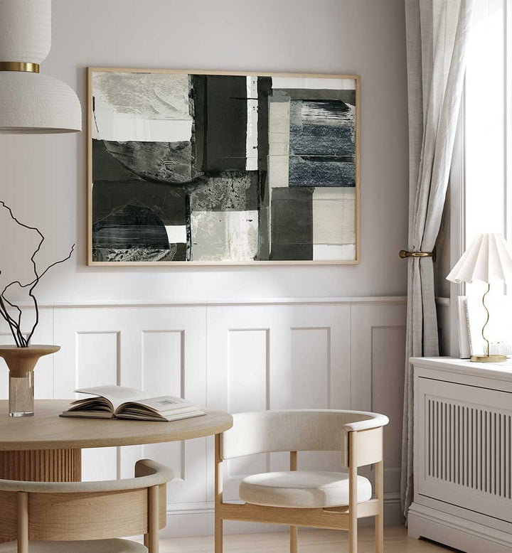 Elevate your decor with MONOCHROME SHAPES LIGHT I, ABSTRACT PAINTINGS, showcasing modern artistry and sophistication.